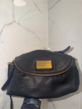 Marc Jacob’s Black Leather Crossbody Bag with Gold Hardware